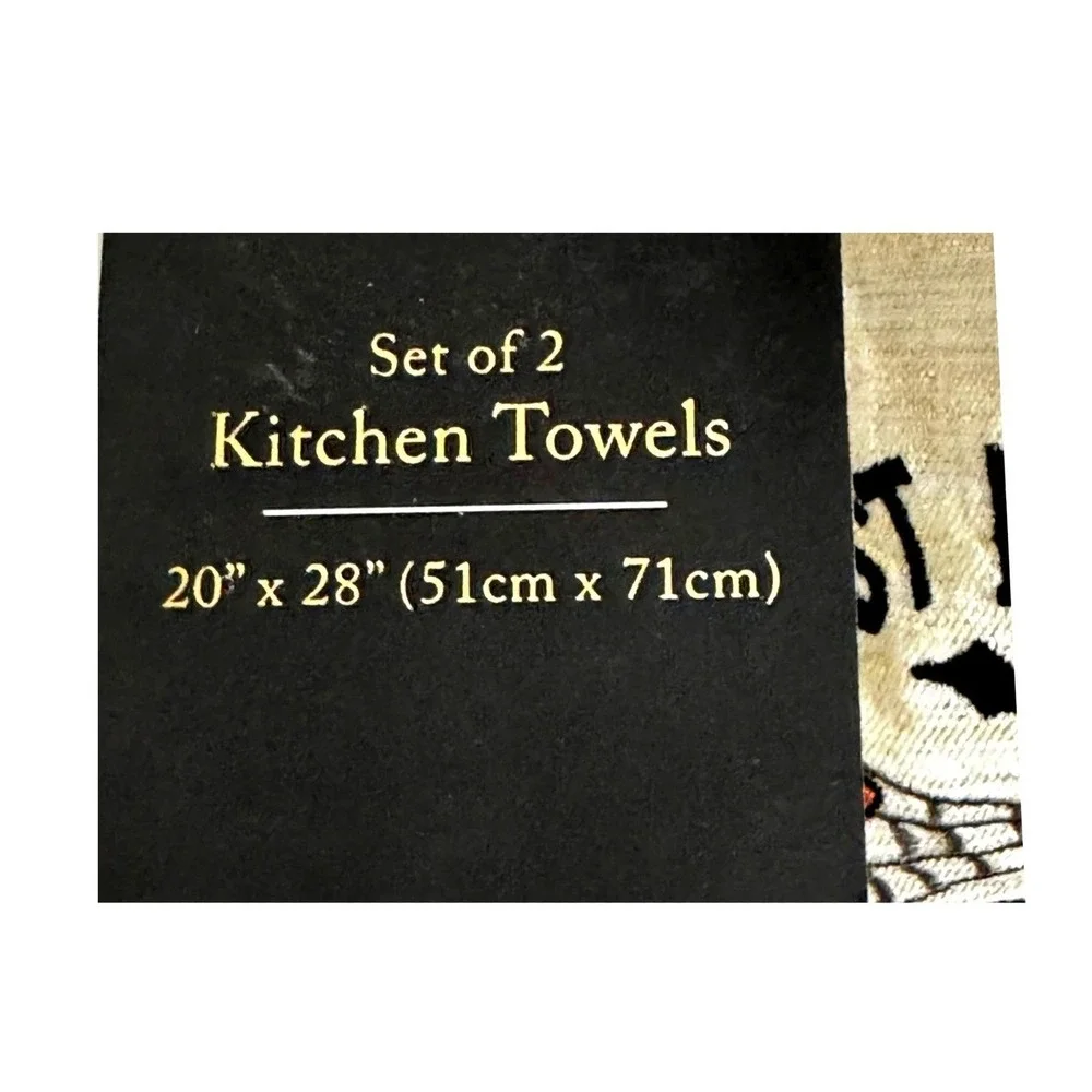 Cynthia Rowley Curious Halloween Kitchen Towels Hocus Pocus Set of 2 New